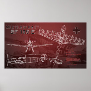 Poster Blueprint do Messerschmitt Bf 109