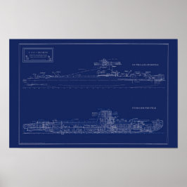Poster Blueprint of Submarine U.S.S. Croaker