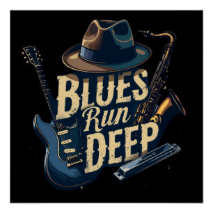 Póster Blues Music Retro Aestético Vintage Jazz