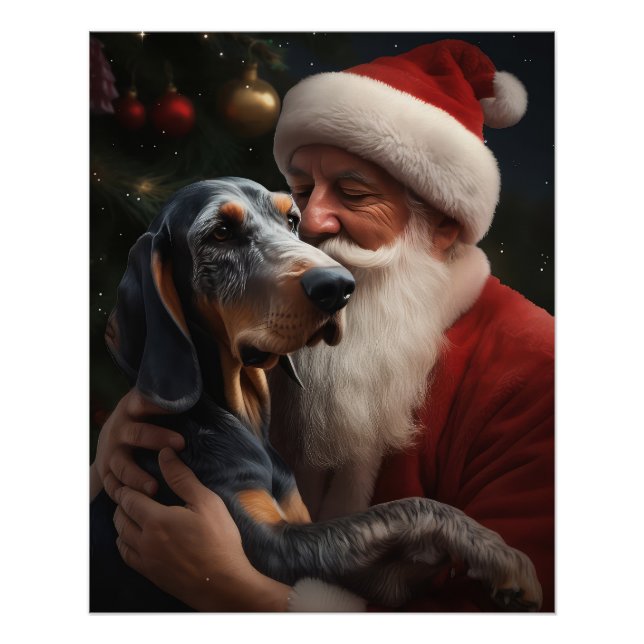 Póster Bluetick Coonhound com Natal (Frente)