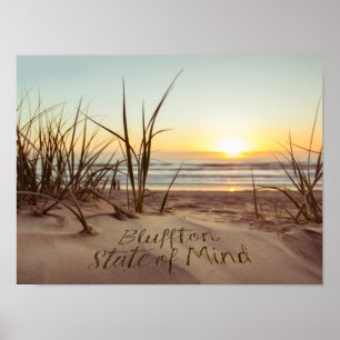 Poster Bluffton Estado Mental Escrito na Areia Praia de S