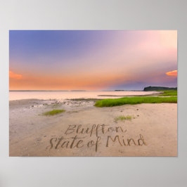 Poster Bluffton Estado Mental Escrito na Areia Praia SC