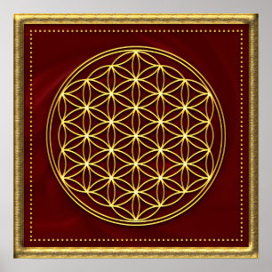 Póster Blume des Lebens - Flower of life - Gold