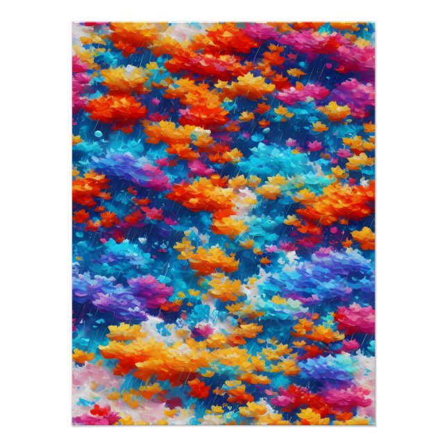 Póster blumenkunst regnerische leuchtende farben kunst (Frente)