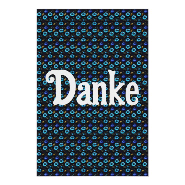 Póster Blumenmuster blaue Blüten (Frente)