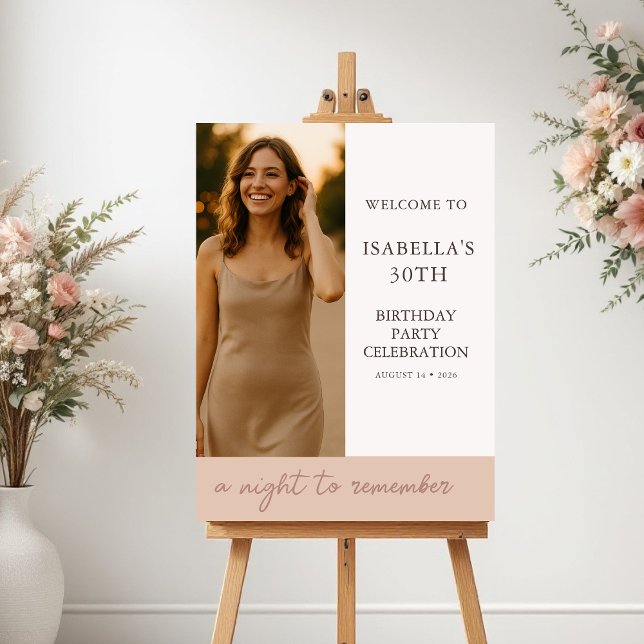 Poster Blush Birthday Party Photo Welcome (Criador carregado)