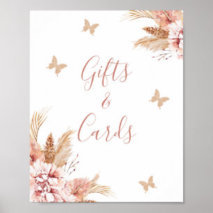 Poster Blush Boho Floral Borboleta Beija Sinal de Bebê