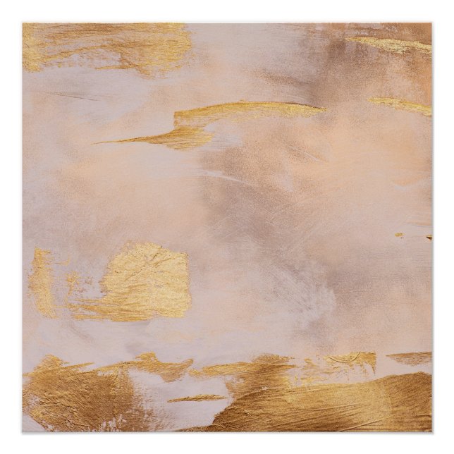 Póster Blush Dourado rosa e textura Dourada (Frente)