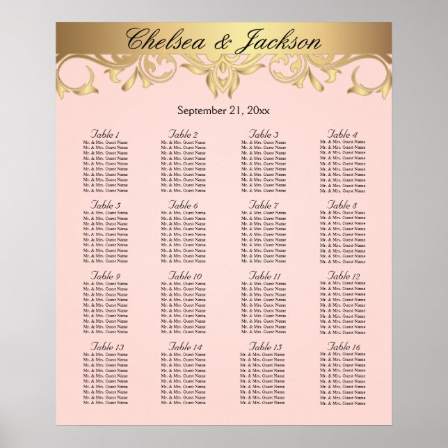 Poster Blush e Design Dourado pálidos - 16 Gráfico de ass (Frente)