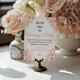 Poster Blush Floral Belly Size Baby Shower Game Sign