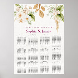 Poster Blush Floral Gold Geometric wedding seating chart 