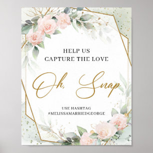 Poster Blush floral gold Nos ajude a capturar o amor oh s