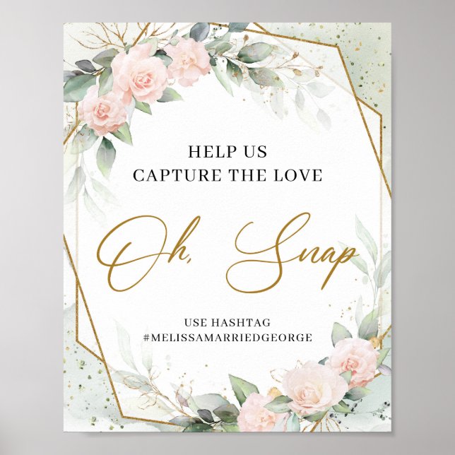Poster Blush floral gold Nos ajude a capturar o amor oh s (Frente)