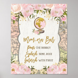 Poster Blush Floral Map Momosa Bar Mimosa Baby Adventure