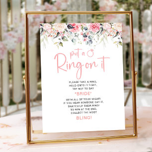 Poster Blush Floral Sinal de Chá de panela do Anel