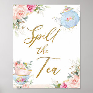 Poster Blush Floral Tea Party - Derramar do Tea