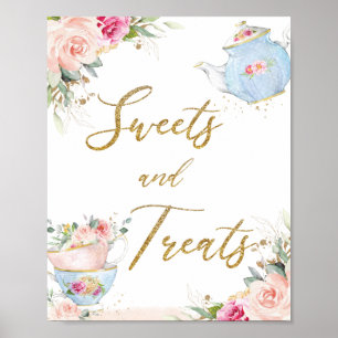 Poster Blush Floral Tea Party Sweets & Treats Bridal Baby
