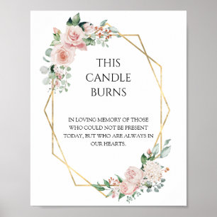 Poster Blush Floral White Casamento Esta Vela Queima