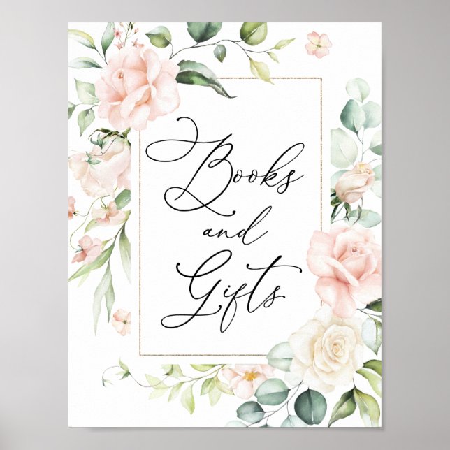 Poster Blush Florals Books e Sinal de presentes (Frente)