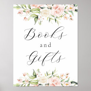 Poster Blush Florals e Greenery Books e Sinal de presente