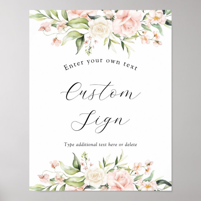 Poster Blush Florals e Greenery - Sinal de Texto Personal (Frente)