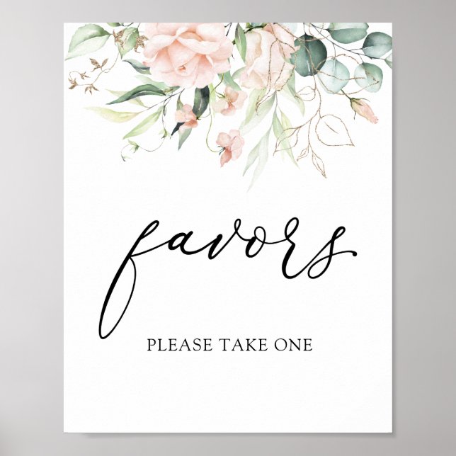 Poster Blush Florals Greenery Favorece Sinal (Frente)