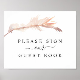 Poster Blush Pampas Grass Sinal de Livro de Convidado
