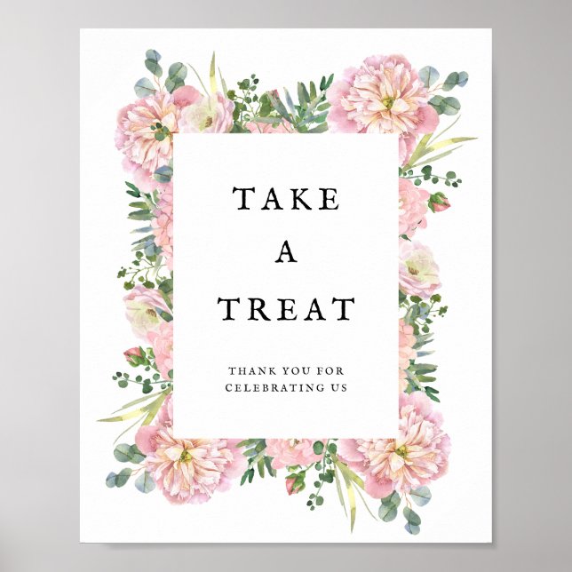 Poster Blush Peonies Hydrangea Eucalyptus Favors (Frente)