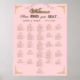 Poster Blush Pink Champagne Gold Wedding Seating Chart