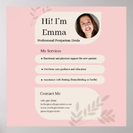 Poster Blush Pink Postpartum Doula Professional Design