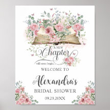 Blush Rosa Floral Livro Novo Capítulo Chá de Noiva