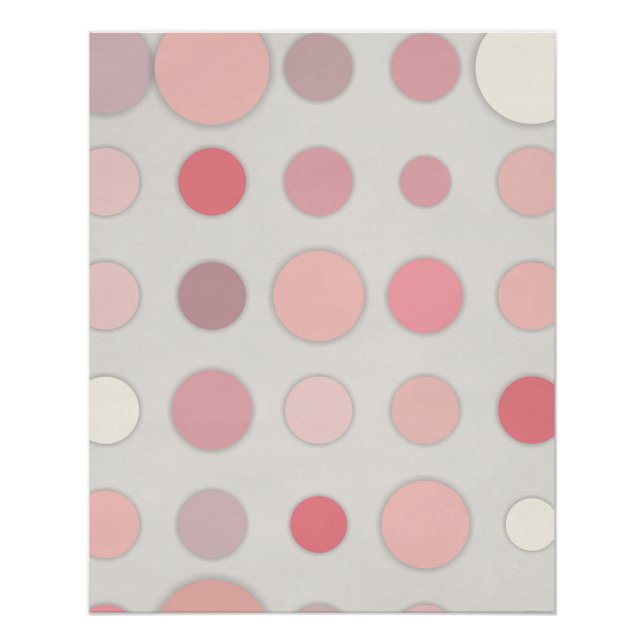 Póster Blush Rosa Pontos de Bolha Abstrato em Cinza Suave (Frente)