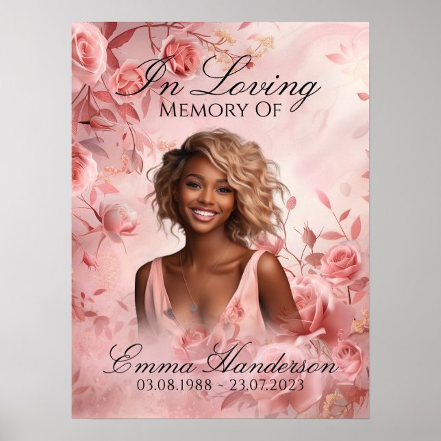 Poster Blush Rose Memorial Welcome Sign (Frente)