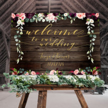 Blush Rush Wood Dourado Calliografia Bem-vindo
