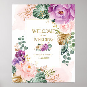 Poster Blush Violet Tropical Floral Casamento Verde