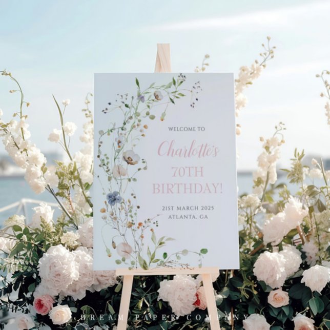 Póster Blush Wildflower 70 Birthday (Criador carregado)