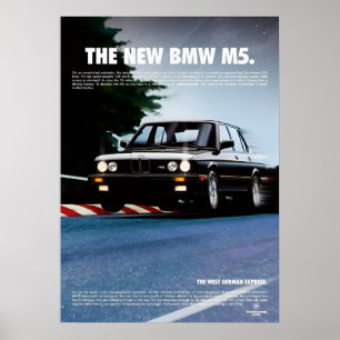 Poster BMW, a nova M5 Pirelli Vintage