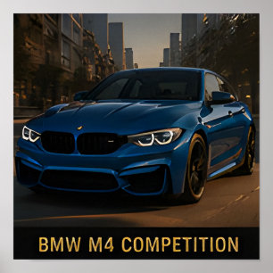 Poster BMW M4 Competition Carro Esportivo Alemão Moderno