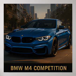 Poster BMW M4 Competition Carro Esportivo Alemão Moderno