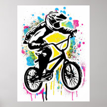Poster Bmx colorido - Bicicleta Bmx - Grafite