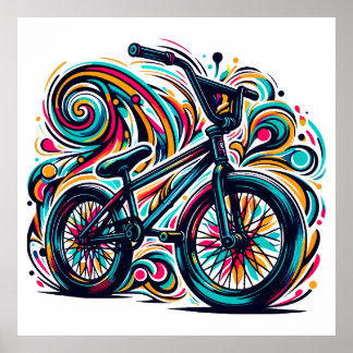 Poster Bmx colorido - Bicicleta Bmx - Grafite