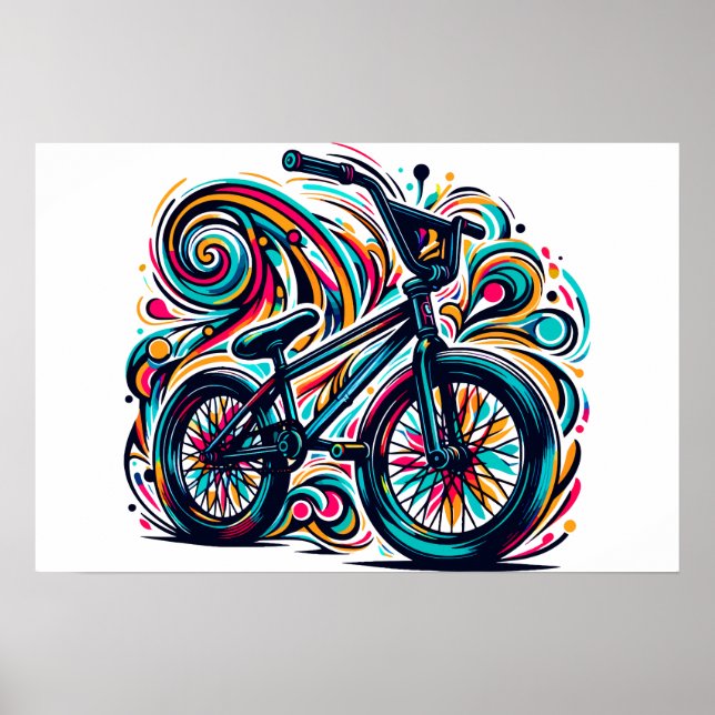 Poster Bmx colorido - Bicicleta Bmx - Grafite (Frente)