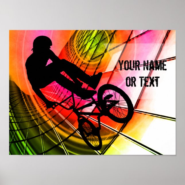 Poster BMX em Linhas e Círculos Personalizar (Frente)