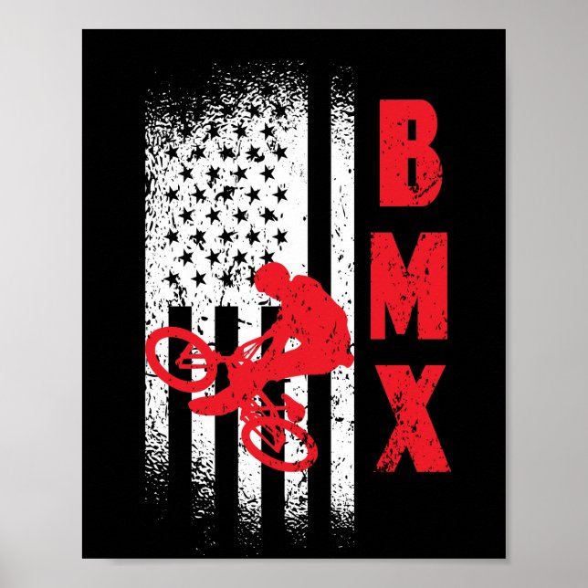 Poster BMX EUA bandeira de bicicleta de fã esportiva na A (Frente)
