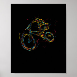 Poster BMX, uma bicicleta artesanal colorida de motocross