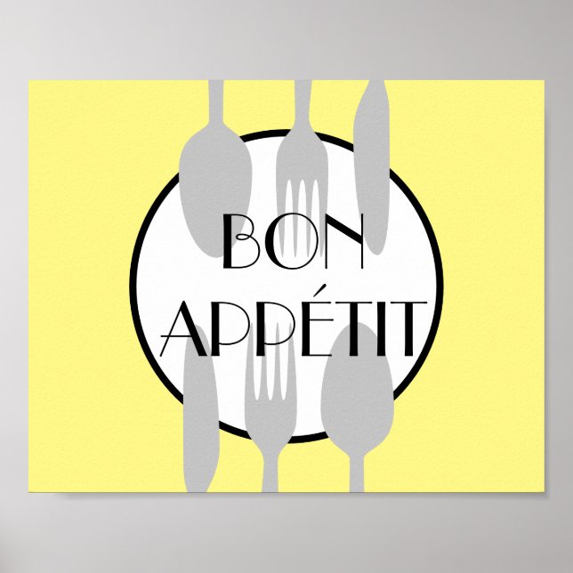 Poster boa apetite cozinha citação ousada chic moderna (Frente)