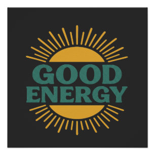 Póster Boa Energia - Design de Vibrações Positivas Retro