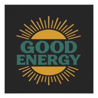 Póster Boa Energia - Design de Vibrações Positivas Retro