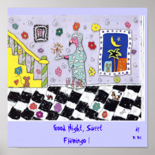 Póster Boa noite, flamingo doce!
