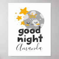 Boa noite. Lua e estrelas bonitas. Nursery baby
